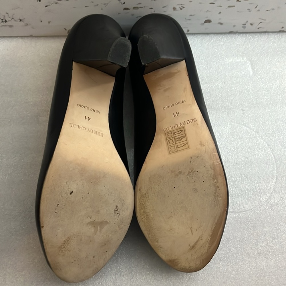 See by Chloe Black Lace Up Heels Pumps Sz 41 - Picture 8 of 14